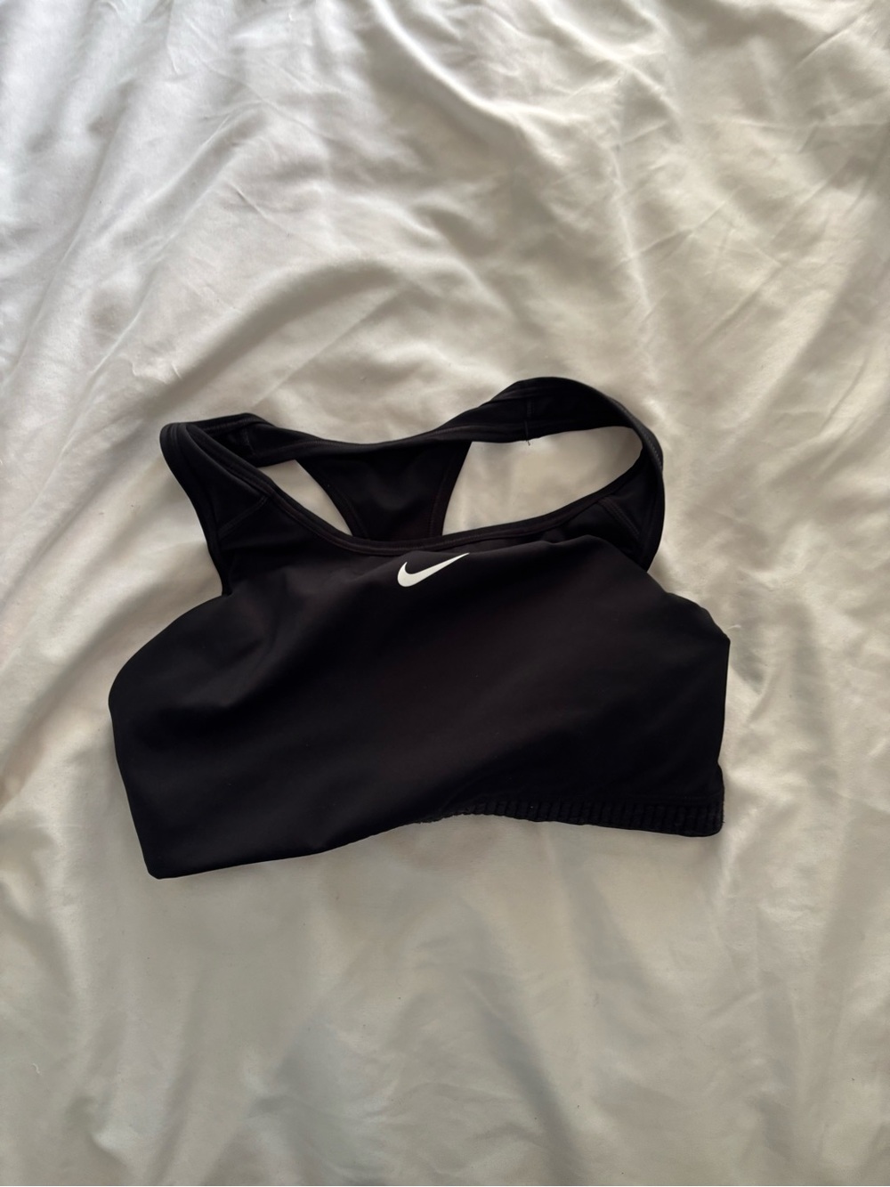 Nike Black Sports Bra with White Swoosh - Racerback